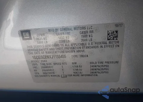 2018 Chevrolet Colorado Lt from USA, damaged, VIN 1GCGSCENXJ1155455